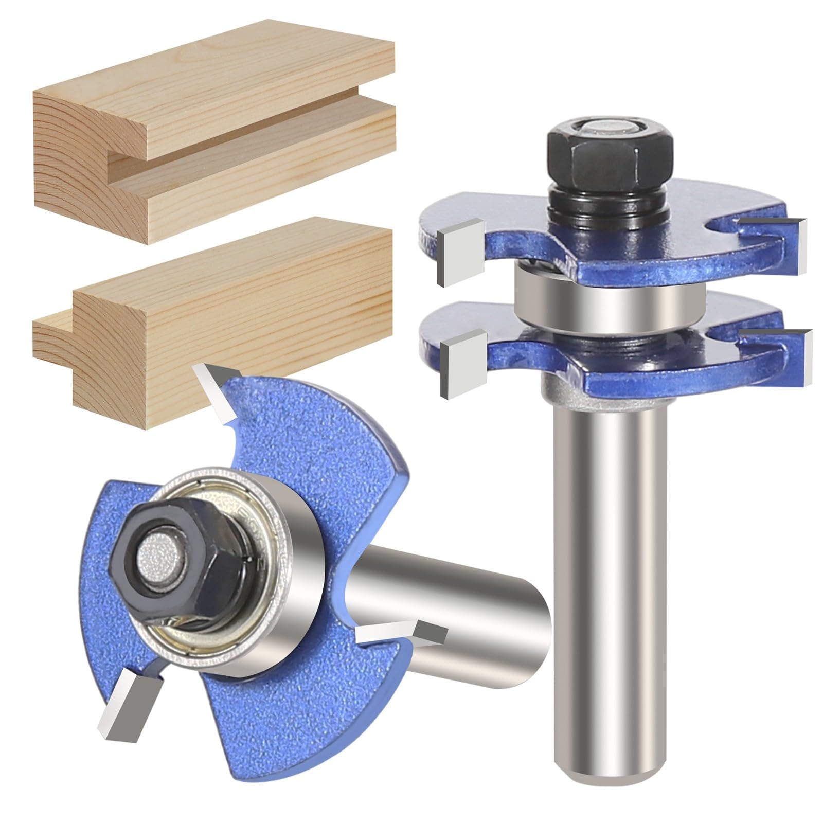 Vearter Tongue and Groove Router Bit Set, 1/2 Inch Shank 2PCS Wood ...