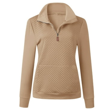 1/2 Zipper Sweatshirts Womens long Sleeve Fall Winter Tops Solid Casual ...