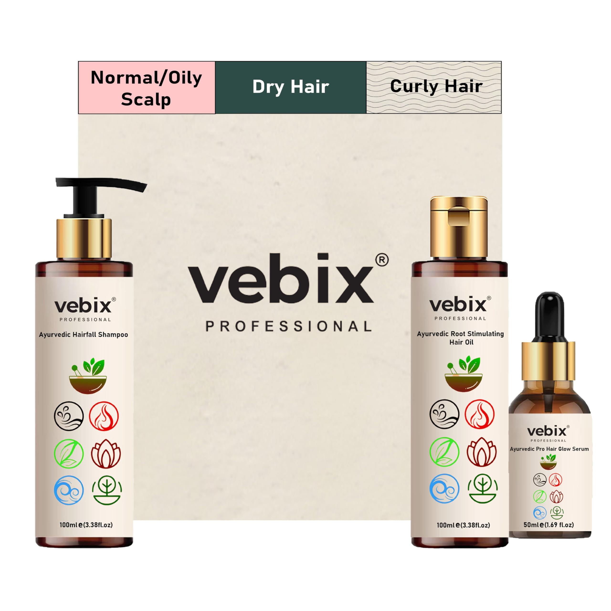 Vebix Professional Customized Hair Fall Control Regimen Ayurvedic Hair