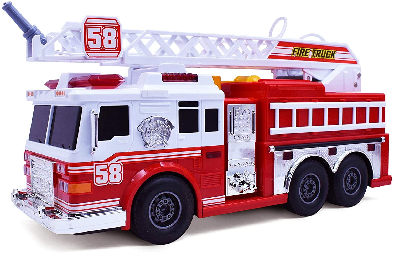 Electric Fire Truck Toy for Kids, Lights, Siren Sound, Water