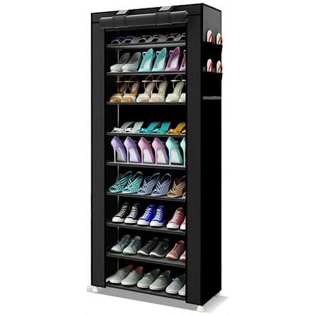 Vebreda 10 Tiers Shoe Rack with Dustproof Cover, Free Standing Shoe