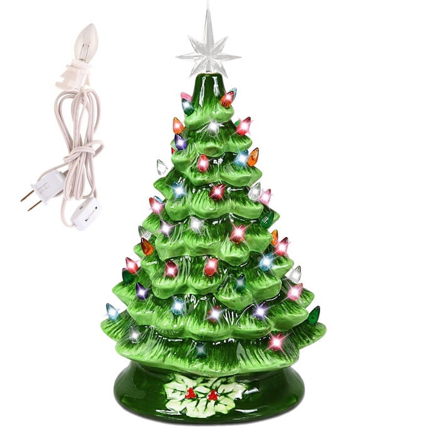 Vebreda 15 inch Large Ceramic Christmas Tree Plug in Tabletop