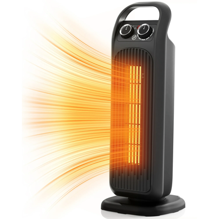 ALPULON Space Heater, 1500W PTC Electric Heater, 60° Oscillating Portable Indoor Heater for Indoor Bedroom