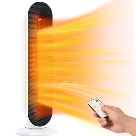 Vebreda 1500W Ceramic Tower Space Heater with Remote, Black