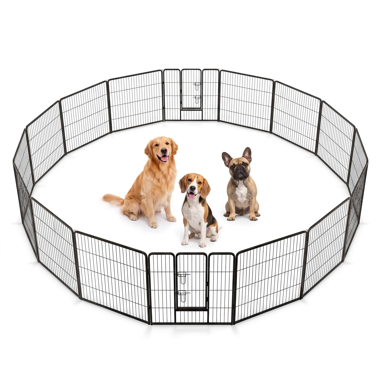 Vebreda 16 Panel 24 Inches Height Dog Playpen with Lock and Large Door, puppy playpen, foldable pet fence, indoor outdoor dog pen