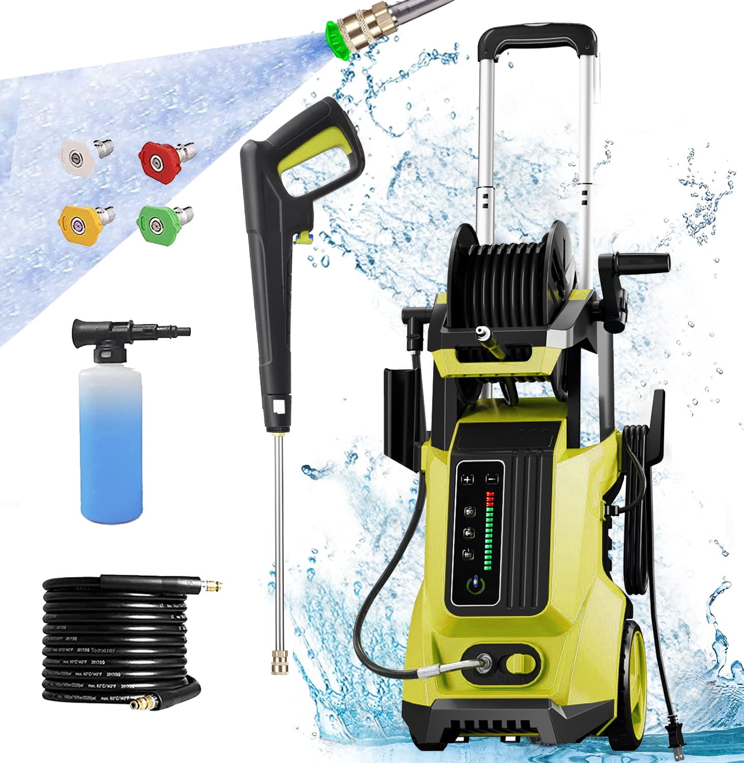 Vebreda 1800W 3500PSI Electric Pressure Washer Cleaner with Hose Reel, Yellow Sansujyuku sansujyuku.com