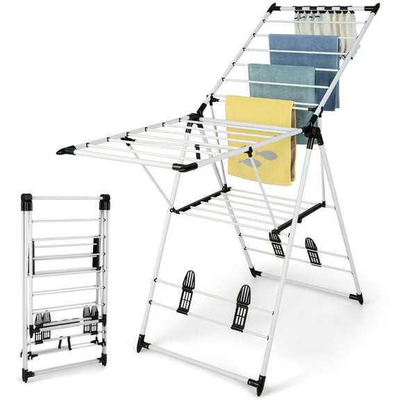 Vebreda  2-Tier Clothes Drying Racks for Laundry with Height-Adjustable Gullwings