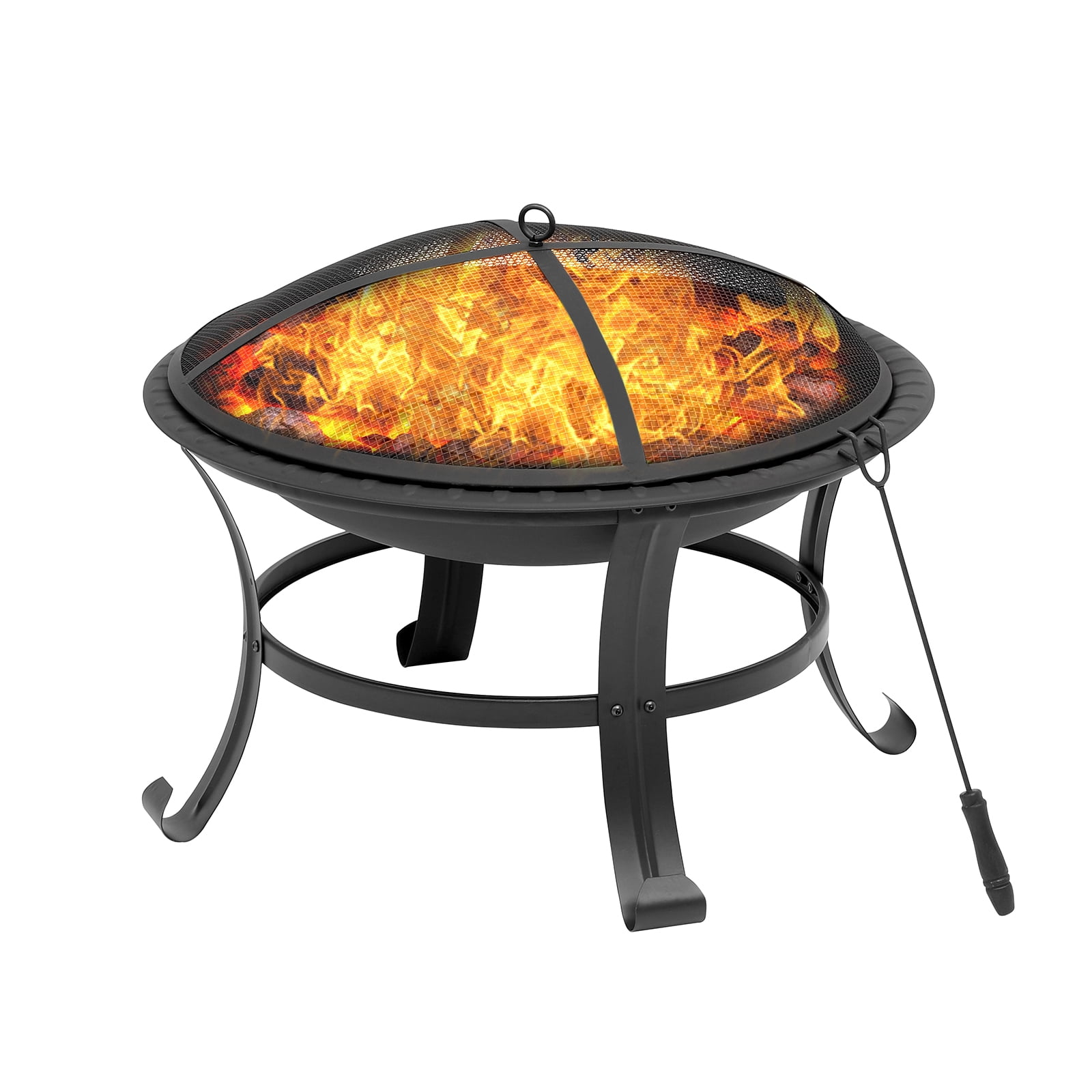 Vebreda 26 inch Fire Pit Wood Burning Metal Fire Pit with Round Mesh