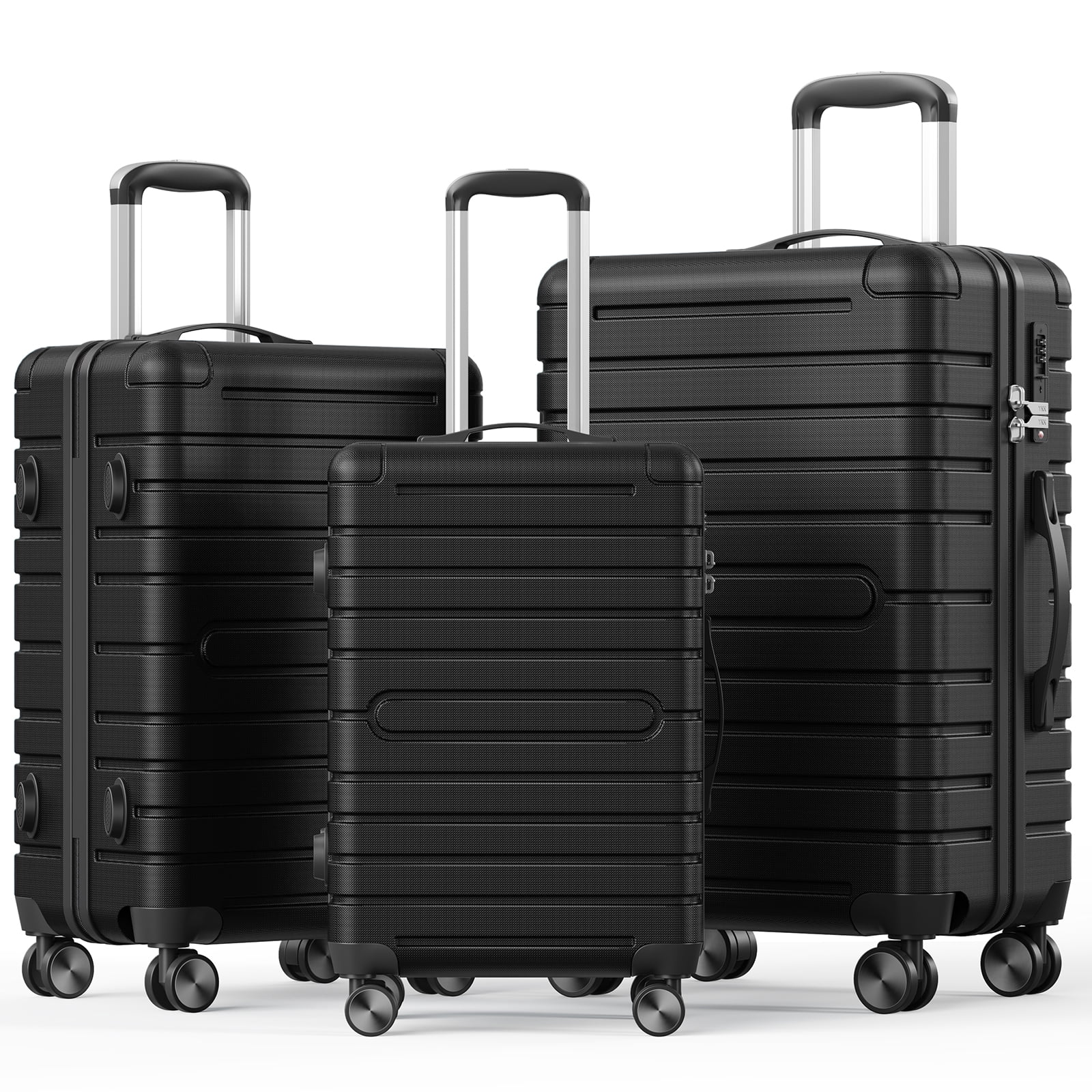 Vebreda 3 Piece Hardside Luggage Set with TSA Lock, 360° Spinner Wheels, Durable Lightweight Shell, Checked Suitcases (20”/24”/28”)