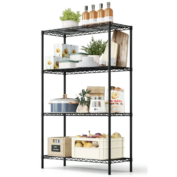 Vebreda 4-Tier Adjustable Metal Storage Shelf Unit, Heavy-Duty Storage Shelves for Garage, Kitchen, or Office