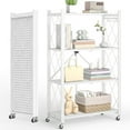 thumbnail image 1 of Vebreda 4-Tier Foldable Metal Storage Shelf with Wheels, No-Assembly Collapsible Shelving Unit, Heavy-Duty Rolling Organizer Rack, 1 of 9