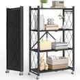 thumbnail image 1 of Vebreda 4-Tier Foldable Metal Storage Shelf with Wheels, No-Assembly Collapsible Shelving Unit, Heavy-Duty Rolling Organizer Rack, 1 of 10