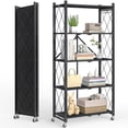 thumbnail image 1 of Vebreda 5-Tier Foldable Metal Storage Shelf with Wheels, No-Assembly Collapsible Shelving Unit, Heavy-Duty Rolling Organizer Rack, 1 of 10