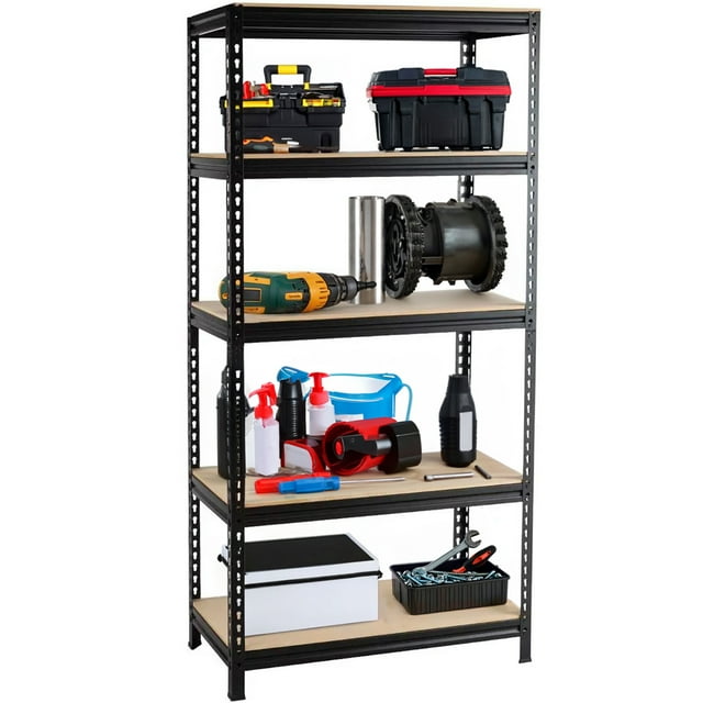 Vebreda 5Tier Storage Shelves 59 in Adjustable Shelving Unit, Black