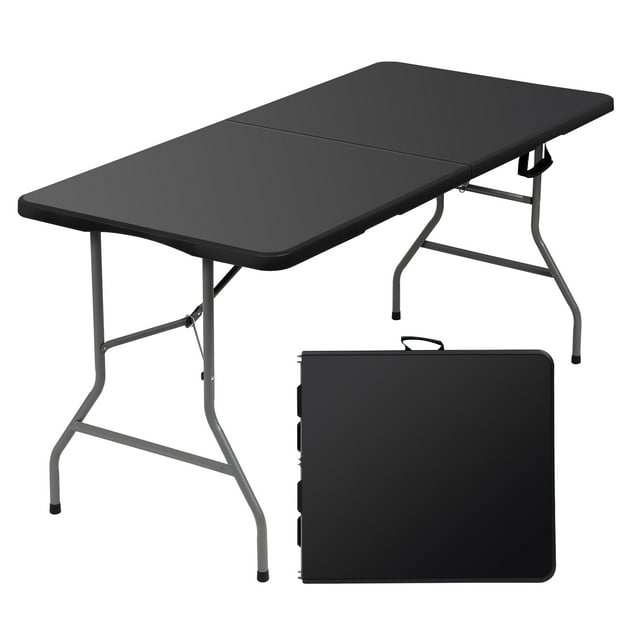Vebreda 5 ft Folding Table FoldinHalf Plastic Table for Indoor/Outdoor Use Black