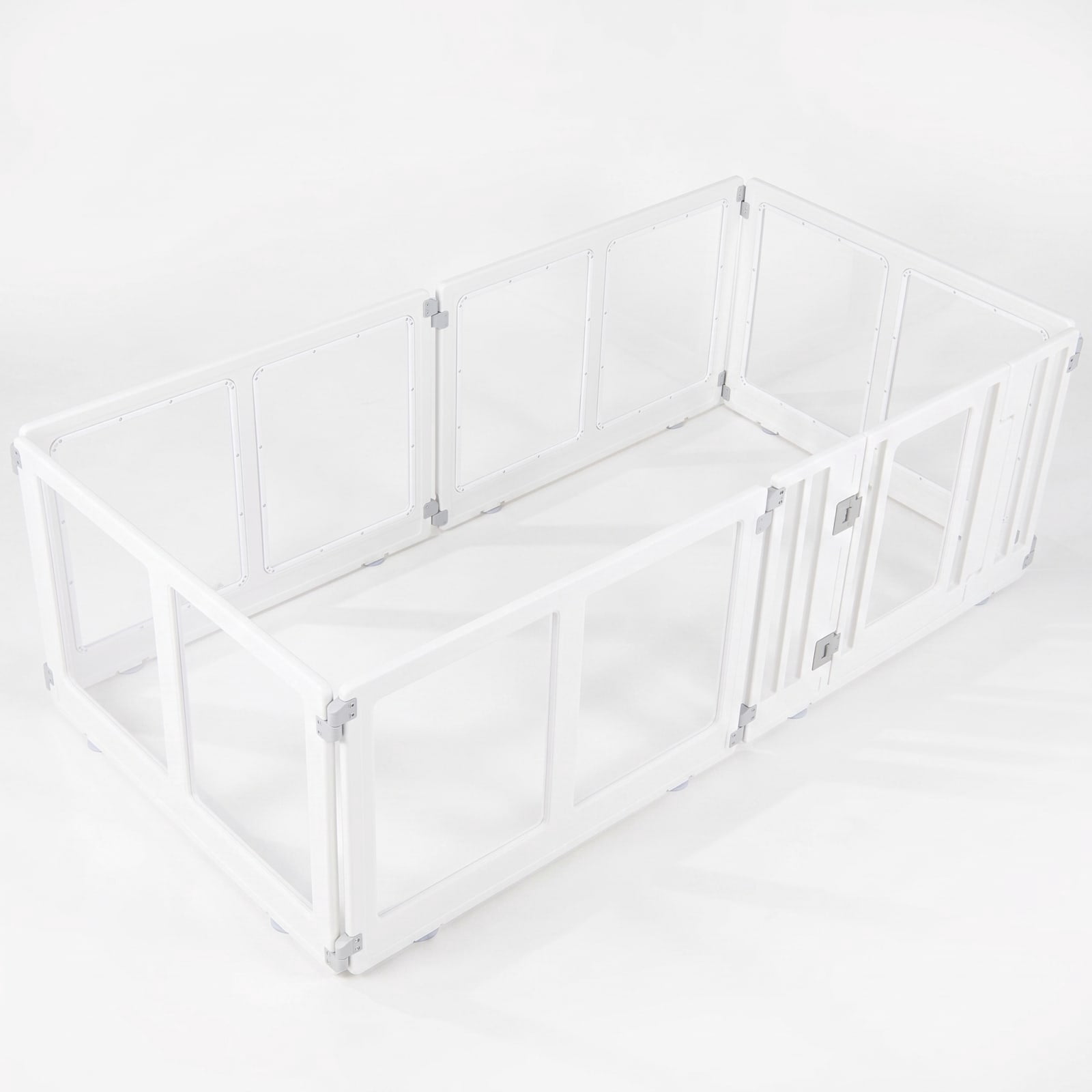Vebreda 6-Panel Clear Plastic Dog Playpen with Secure Locking Door, See-Through Foldable Pet Pen for Puppies & Small Dogs, Indoor Portable Exercise Fence, Easy-Clean Tool-Free Setup