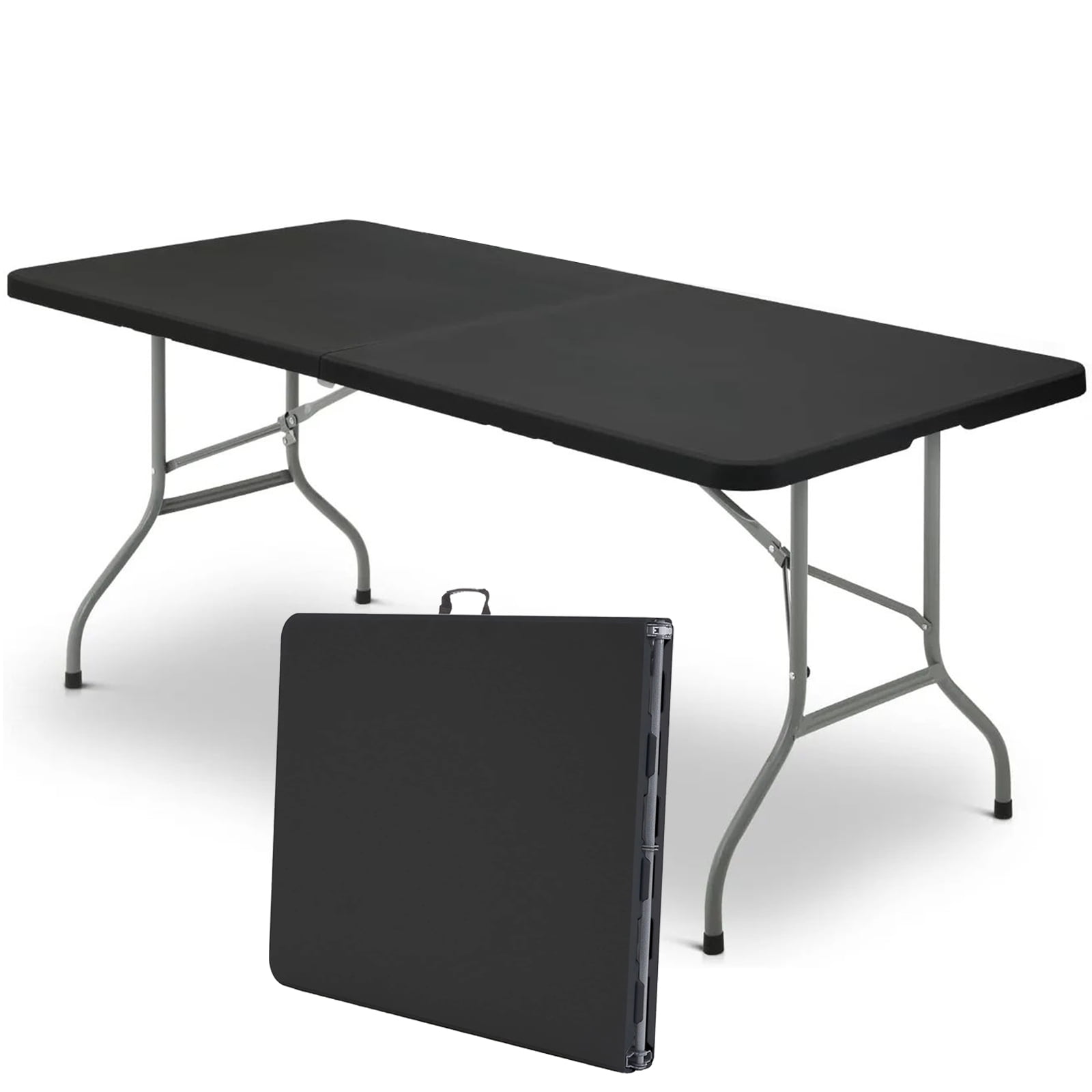 Vebreda 6 ft Plastic Folding Table Portable FoldinHalf Table for Indoor Outdoor, Black