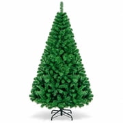 SUGIFT 6ft Artificial Christmas Tree with 1,000 Branch Tips, Hinged PVC Xmas Tree with Metal Stand, Green