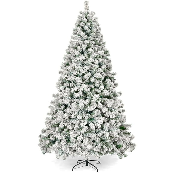 Vebreda 6ft Snow Flocked Christmas Tree, Hinged Artificial Tree for Home, Office & Holiday Decoration, Unlit Xmas Tree