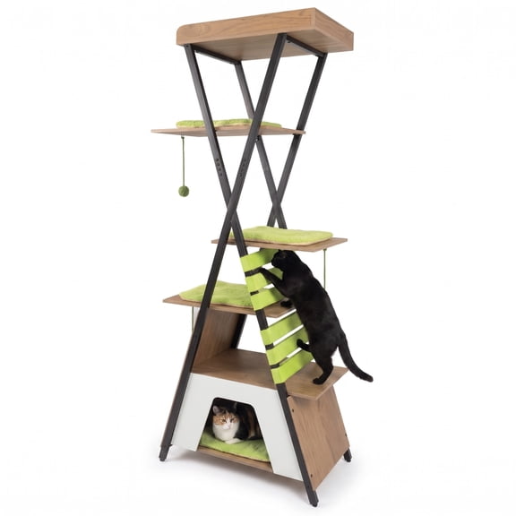 Vebreda 73 Inch Multi-level Cat Tree for Indoor Cats with Elevated Perch and Large Condo, Multi-Tiered Cat Adventure Platform, cat tower