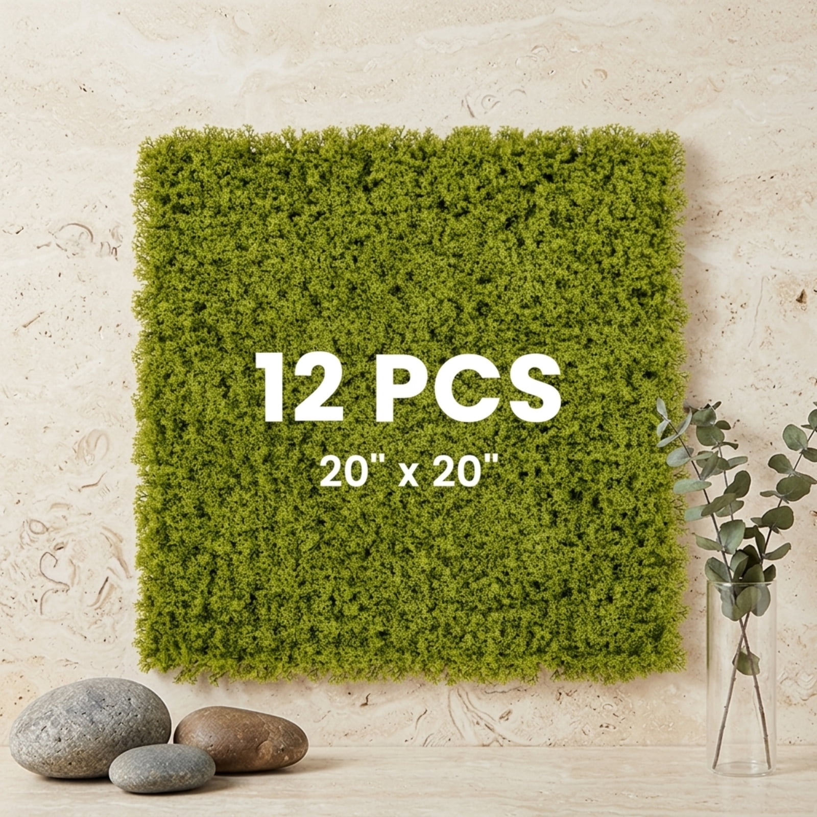 Vebreda Artificial Plant Decor, 12 Pieces 20 x 20 inches Artificial Grass Wall Panels for Garden Yard Balcony, Lush and Lifelike Artificial Hedge