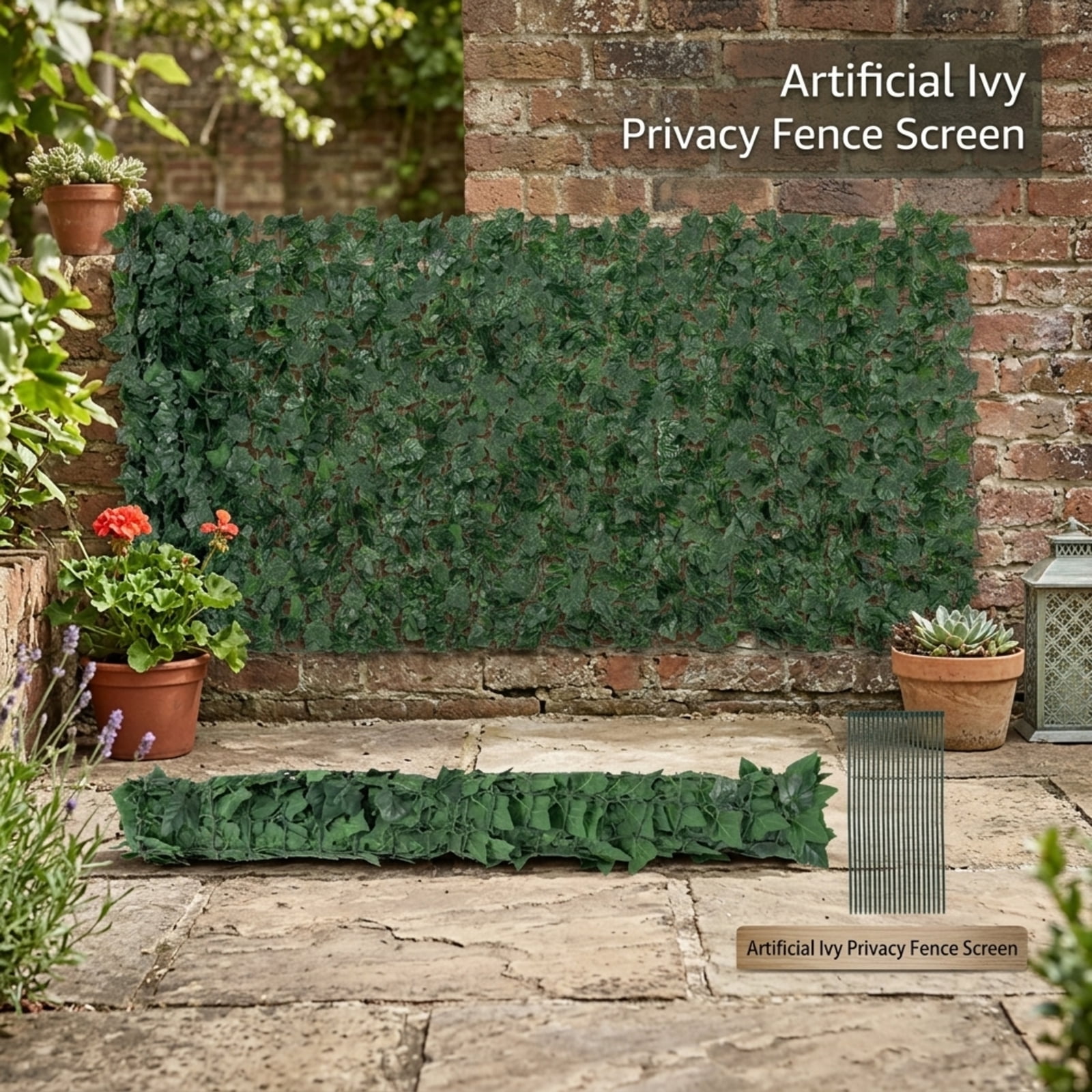 Vebreda Artificial Plant Decor, 120 x 40 Inch Artificial Ivy Privacy Fence, Large 3D Lifelike Ivy Hedge, Versatility and Wide Application