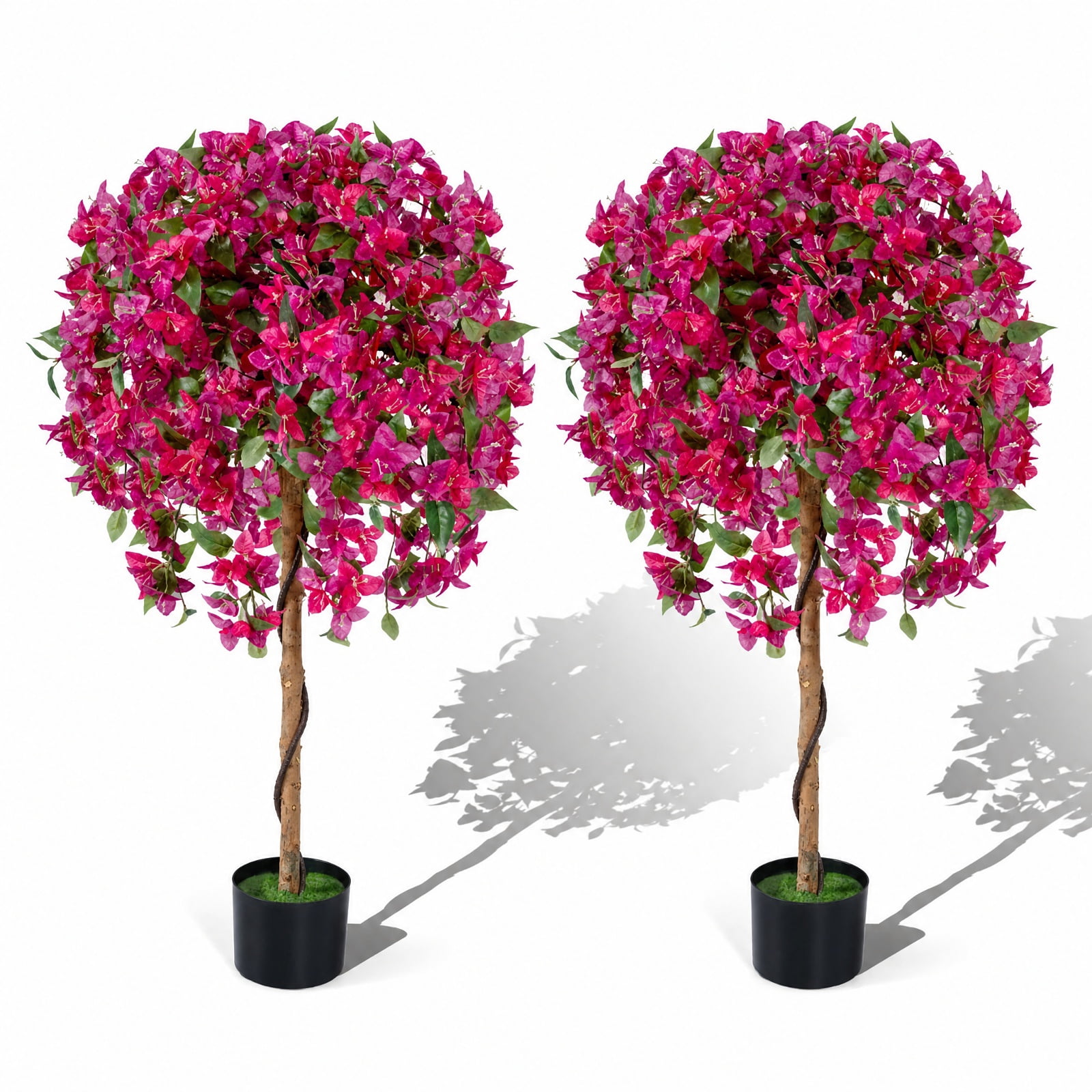 Vebreda Artificial Plant Decor, 2 Pack Artificial Azalea Trees Faux Floral Plants with Vivid Blooming Flowers, Charming Blooming Look