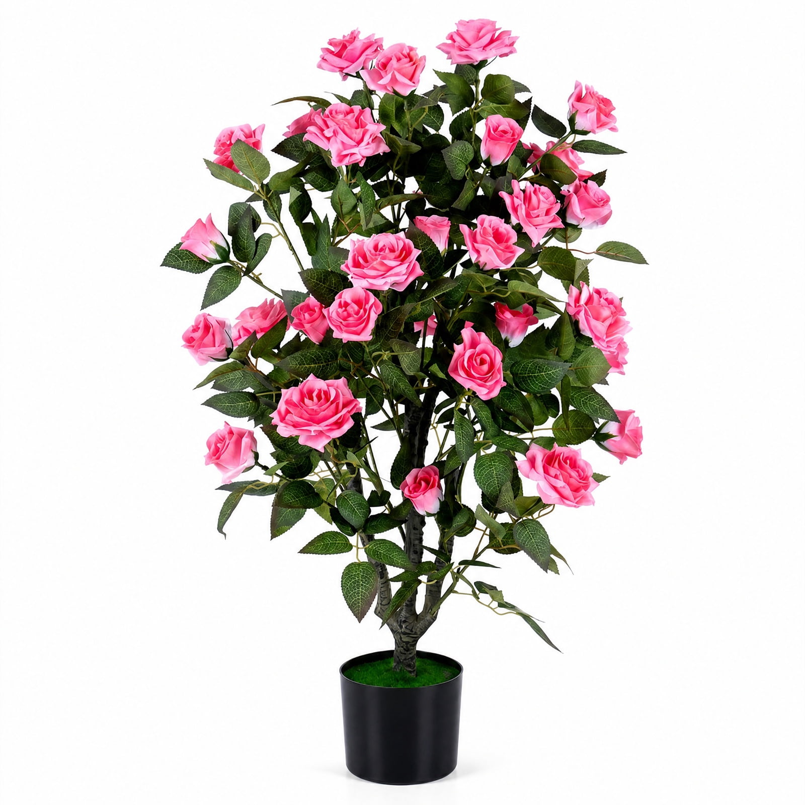 Vebreda Artificial Plant Decor, 35.5" Artificial Rose Tree with Blooming Flowers and Green Leaves for Indoor, Beautiful & Lifelike Rose Tree
