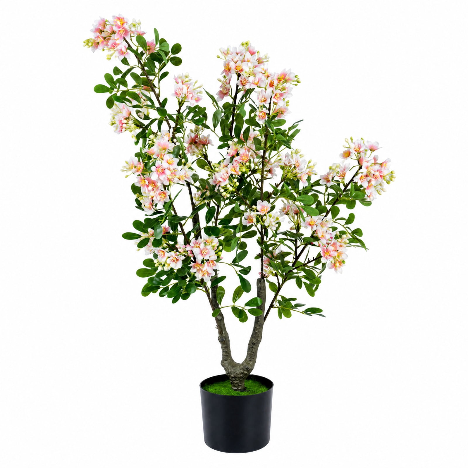 Vebreda Artificial Plant Decor, 36" Set of 1 Artificial Impatiens Tree with Mini Fruits and Silk Flowers, Charming & Lifelike Appearance