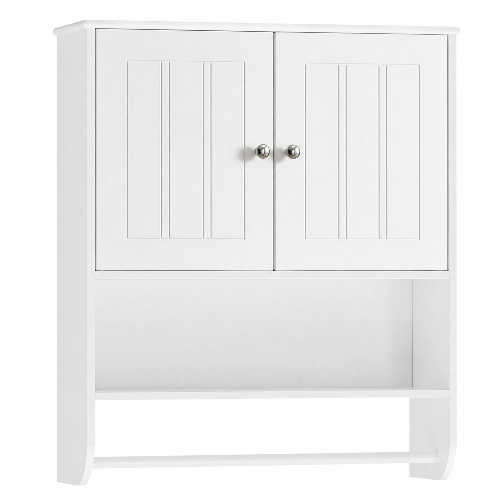 Vebreda Bathroom Towel Rack, Bathroom Wall Cabinet with Towel Bar and Open Shelf, Ample Storage Space, Flexible Storage Options