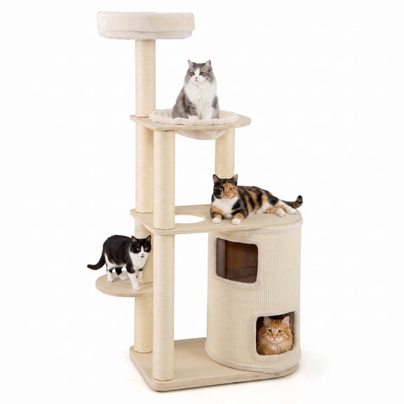 Vebreda Cat Tree for Indoor Cats, 60 Inches Tall Cat Tree with 2-Story Condo and Sisal Scratching Posts, Sturdy and Stable Construction