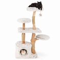 Vebreda Cat Tree for Indoor Cats, Modern Cat Tree 53 Inch Tall Natural ...