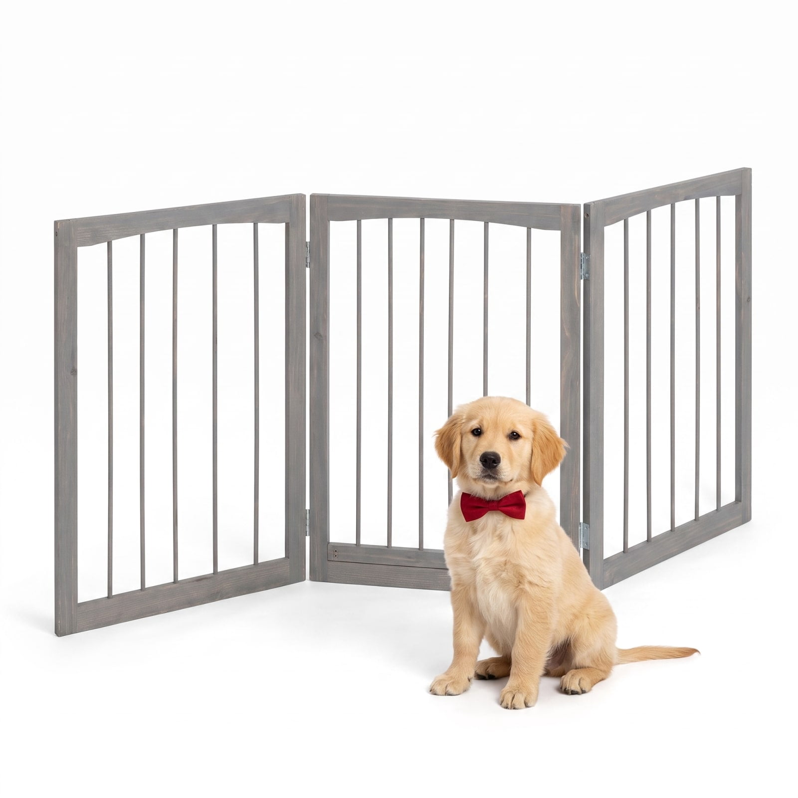 Vebreda Dog Playpen, 30 Inch Tall Wooden Pet Fence for Cats Small and Medium Dogs, Versatile Application, Flexible 3-Panel Configurations