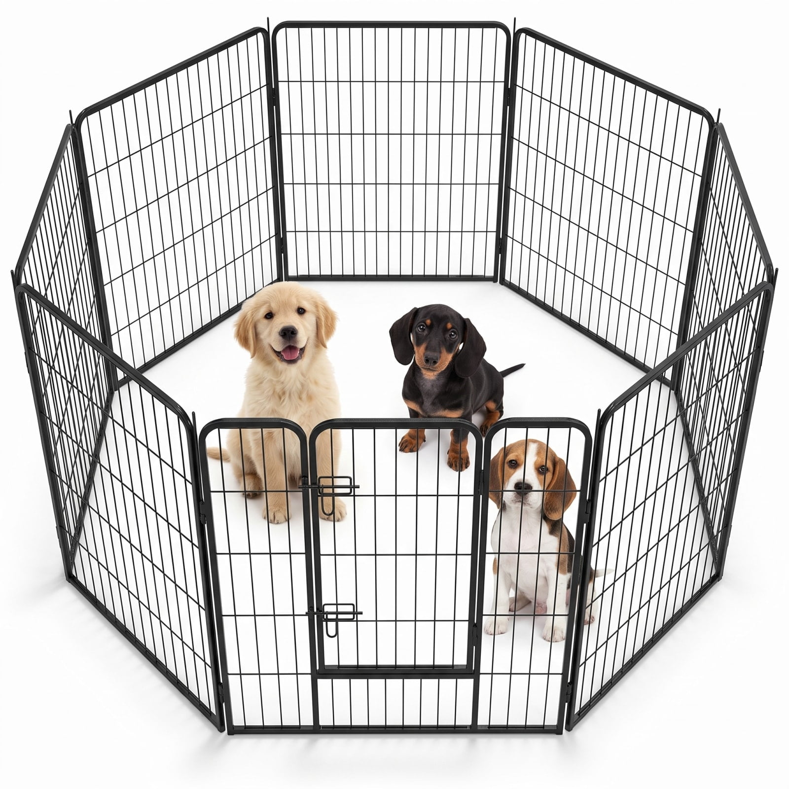 Vebreda Dog Playpen, 8 Metal Panel Heavy Duty Pet Playpen Dog Fence with Door, Heavy-Duty Dog Playpen, Changeable Shape, Added Secure Design
