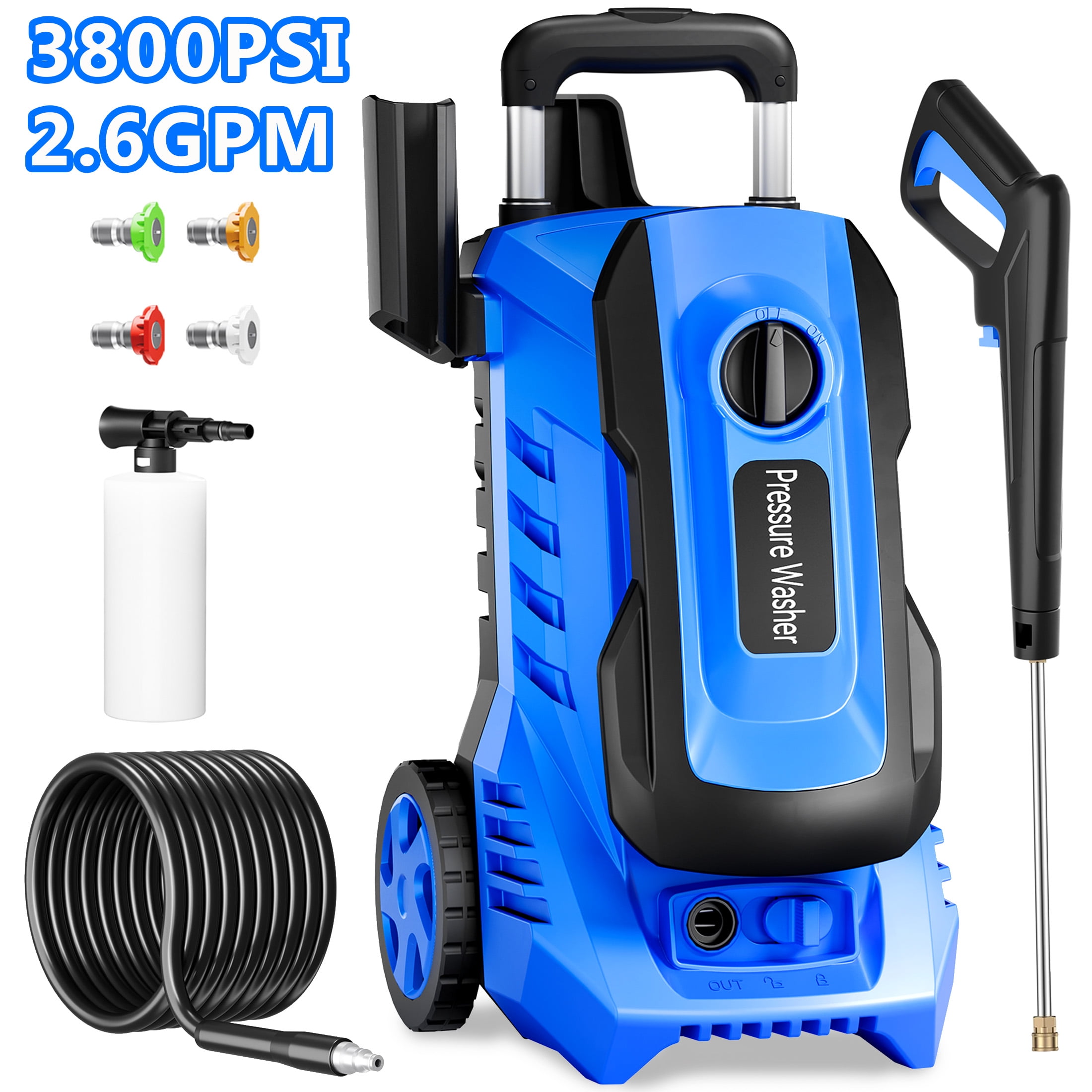 Vebreda Electric Pressure Washer 3800PSI 2.6GPM Power Washers Electric Powered, 1800W, Blue