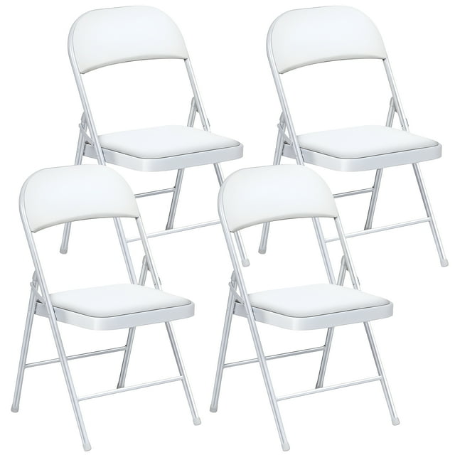 Vebreda Heavy Duty Steel Folding Chair Set, 4 Pack, Vinyl Padded Seat