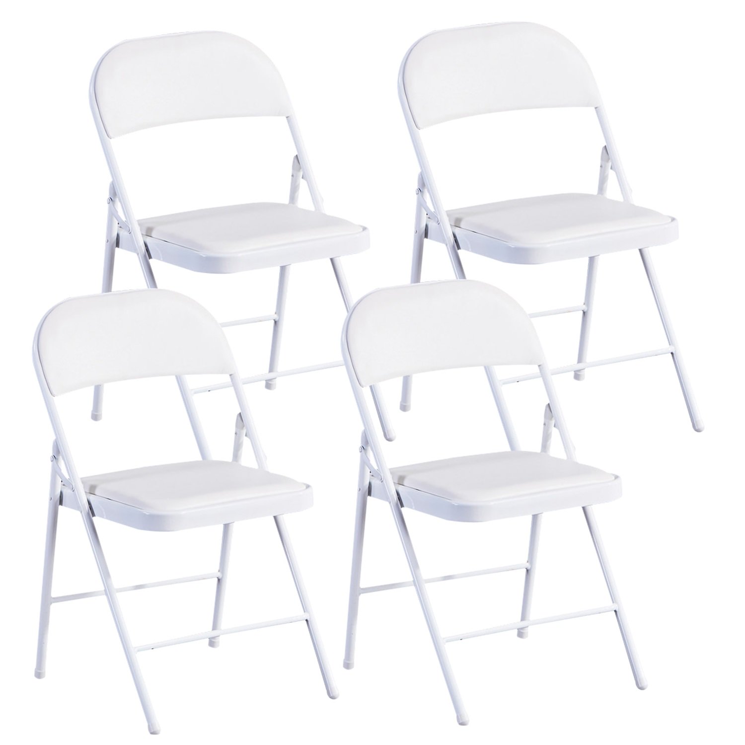 BalsaCircle 31" White Folding Chair Vinyl Padded Seat Wedding Party