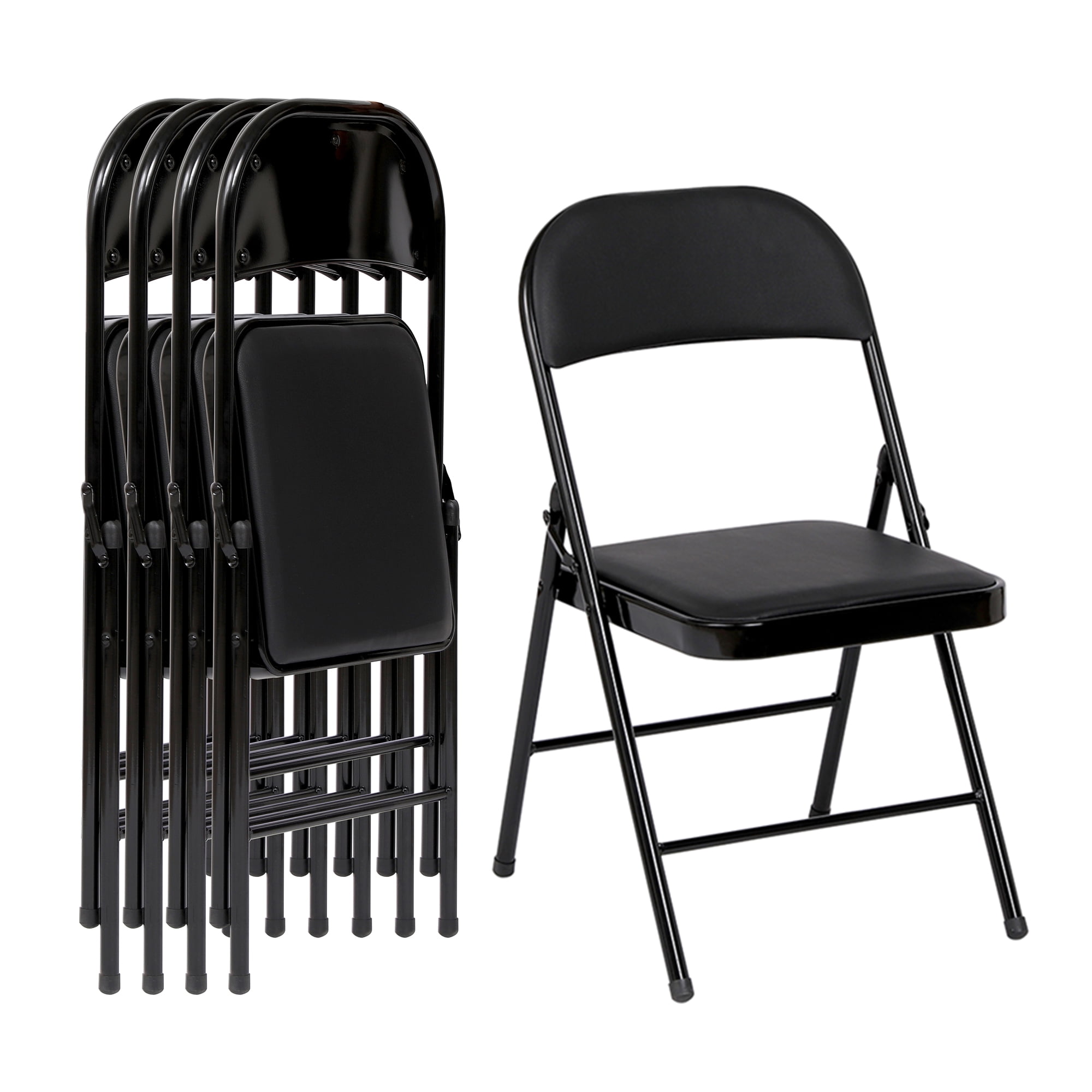 Vebreda Folding Chair Vinyl Padded Seat Metal Frame Home Office