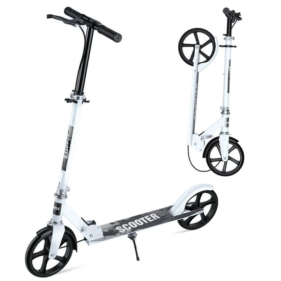 Vebreda 200mm Kick Scooter for Kids 6+ Years Teens Adults, 330LB Weight Capacity, 4 Levels Height Adjustable, for Outdoor, White