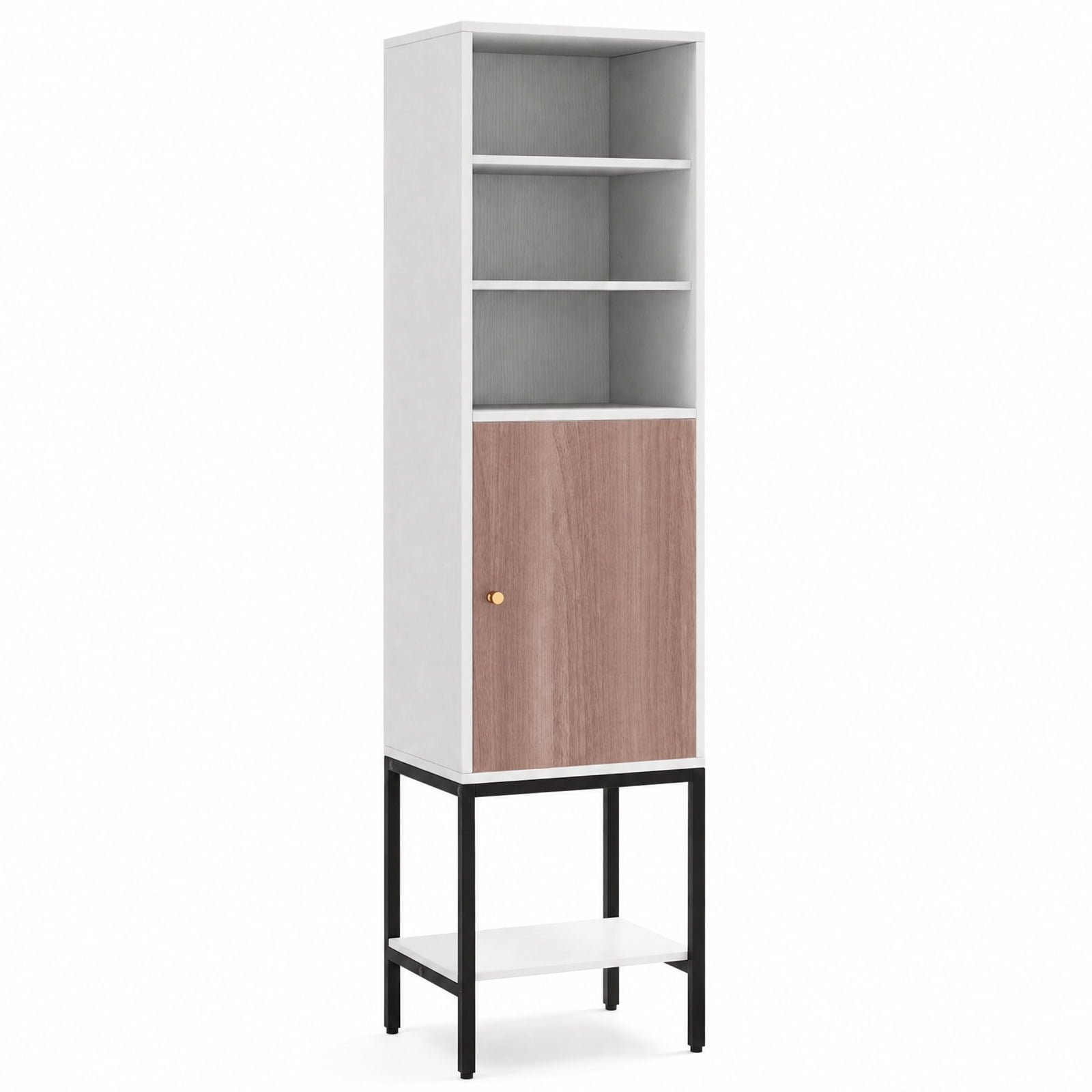 Vebreda Freestanding Bathroom Storage Cabinet, 57 Inch Bathroom Tall Cabinet with 1 Door and 4 Shelves Narrow Storage Unit with Adjustable