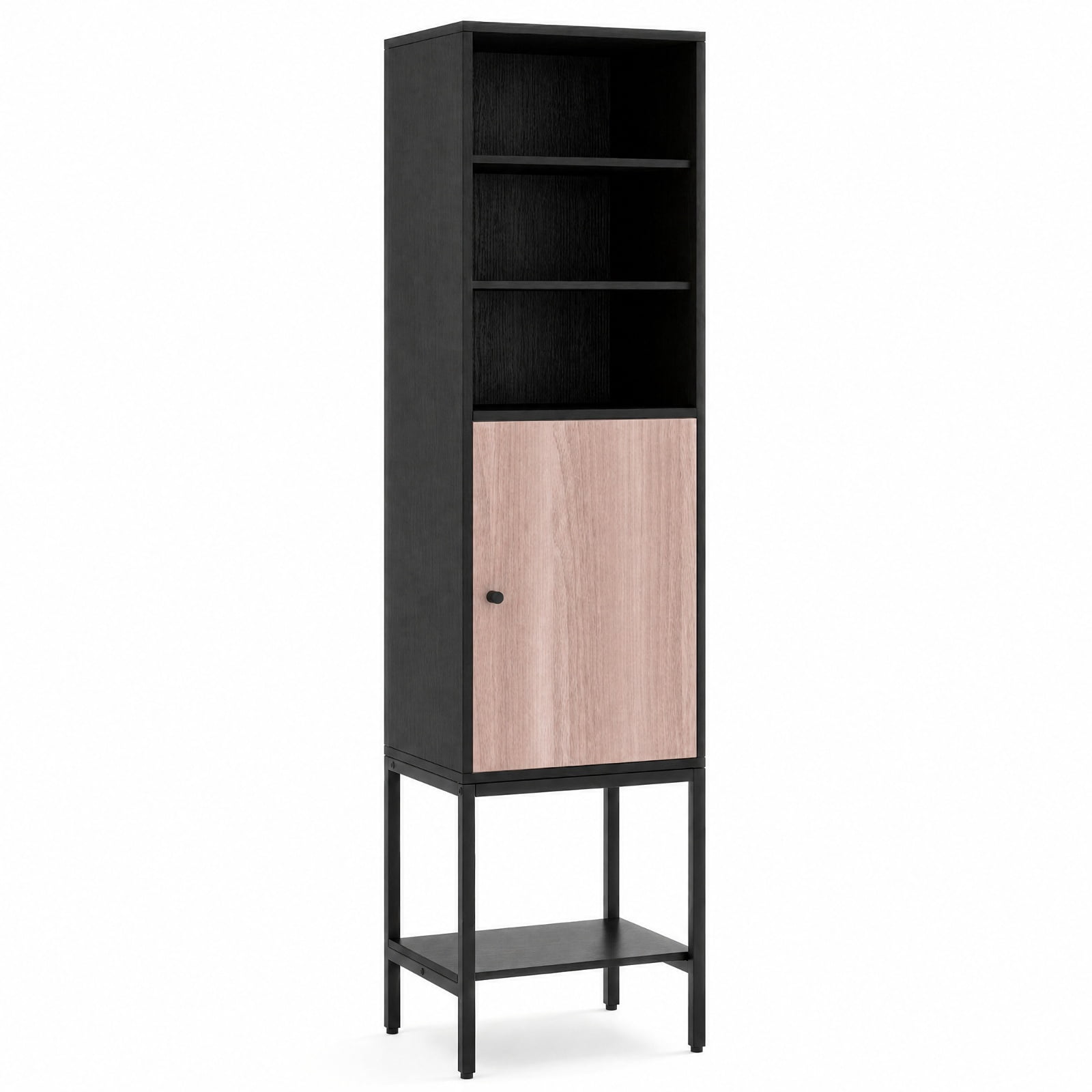 Vebreda Freestanding Bathroom Storage Cabinet, 57 Inch Bathroom Tall Cabinet with 1 Door and 4 Shelves Narrow Storage Unit with Adjustable