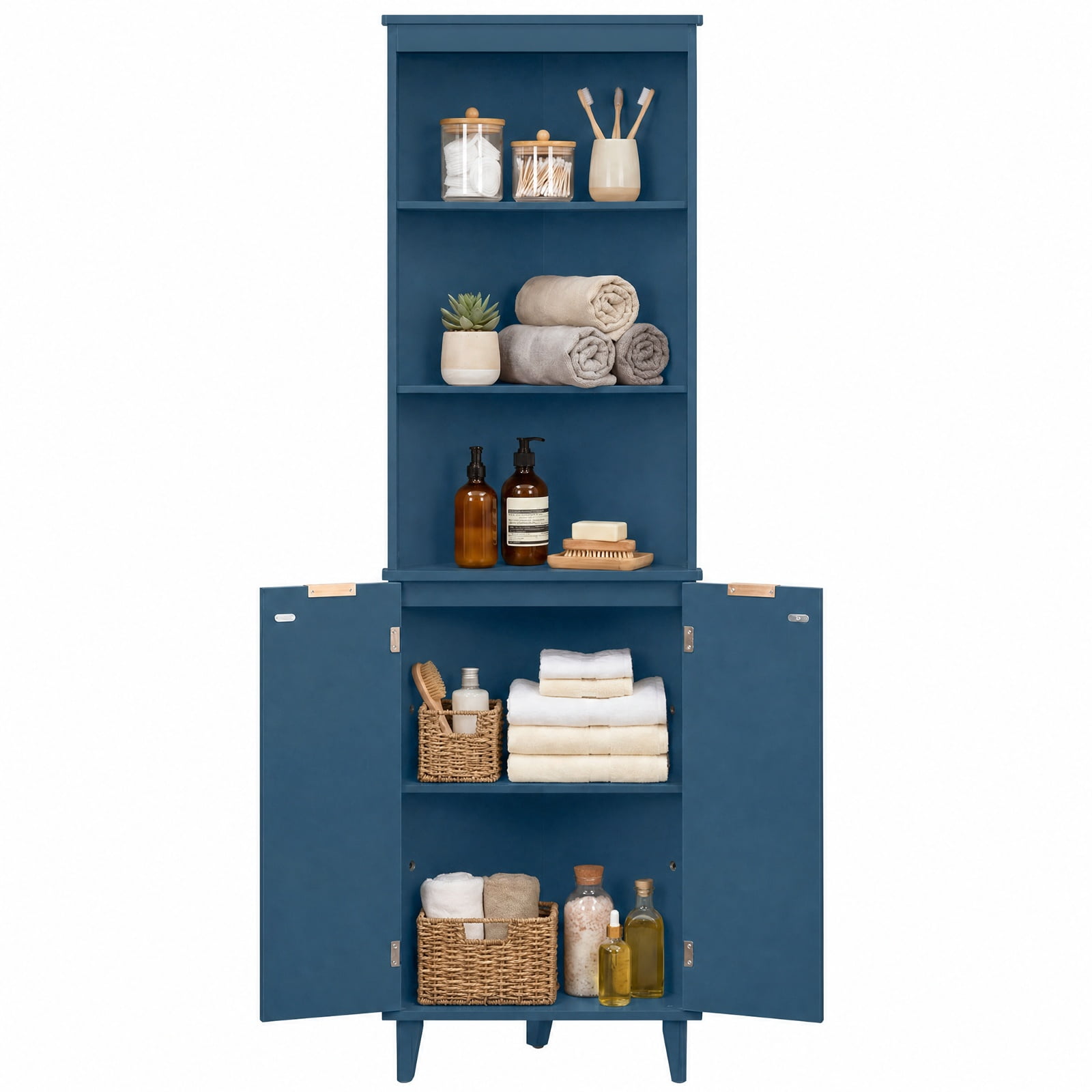 Vebreda Freestanding Bathroom Storage Cabinet, 68 Inch Tall Bathroom Floor Storage Cabinet with Fluted Doors, Space-Saving Design