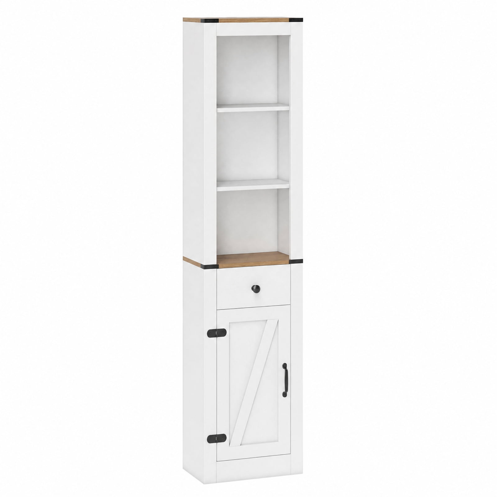 Vebreda Freestanding Bathroom Storage Cabinet, 68 inch Tall Bathroom Cabinet with Barn Door Narrow Slim Storage Organizer Unit with Drawer