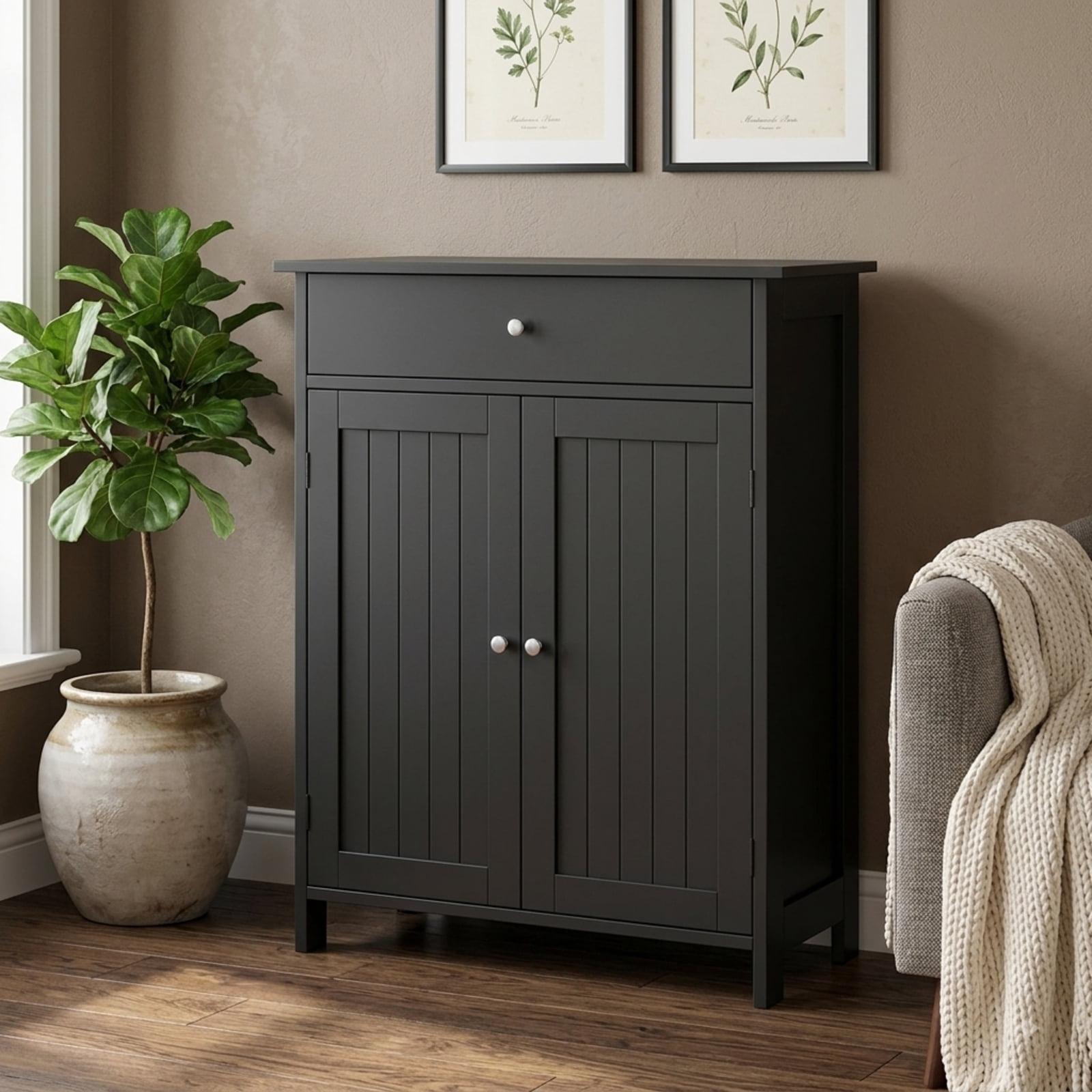 Vebreda Freestanding Bathroom Storage Cabinet, Bathroom Floor Cabinet Freestanding Storage Organizer with 2 Doors, Multiple Storage Options