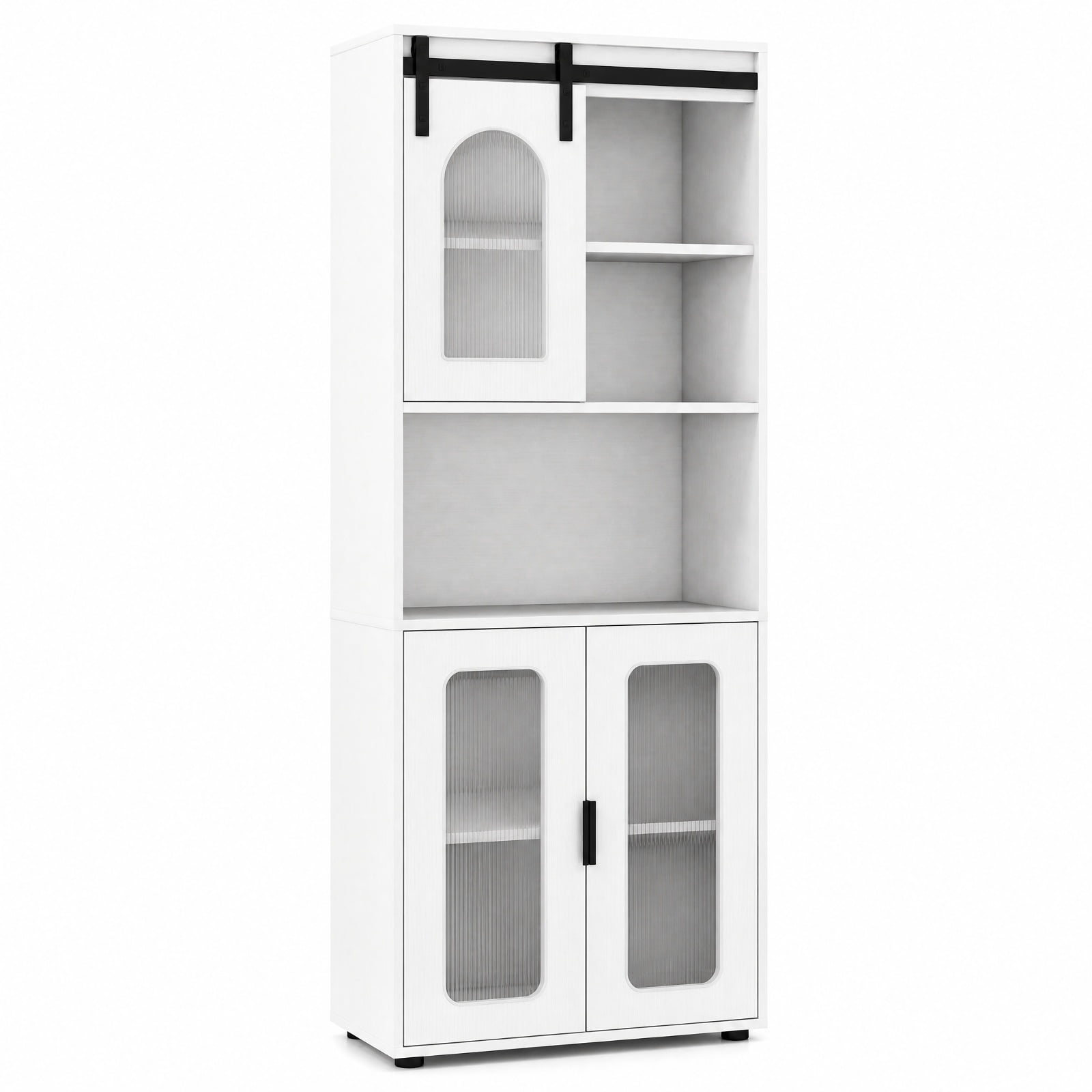 Vebreda Freestanding Bathroom Storage Cabinet, Farmhouse Bathroom Floor Cabinet with Sliding Barn Door, Large Storage Capacity