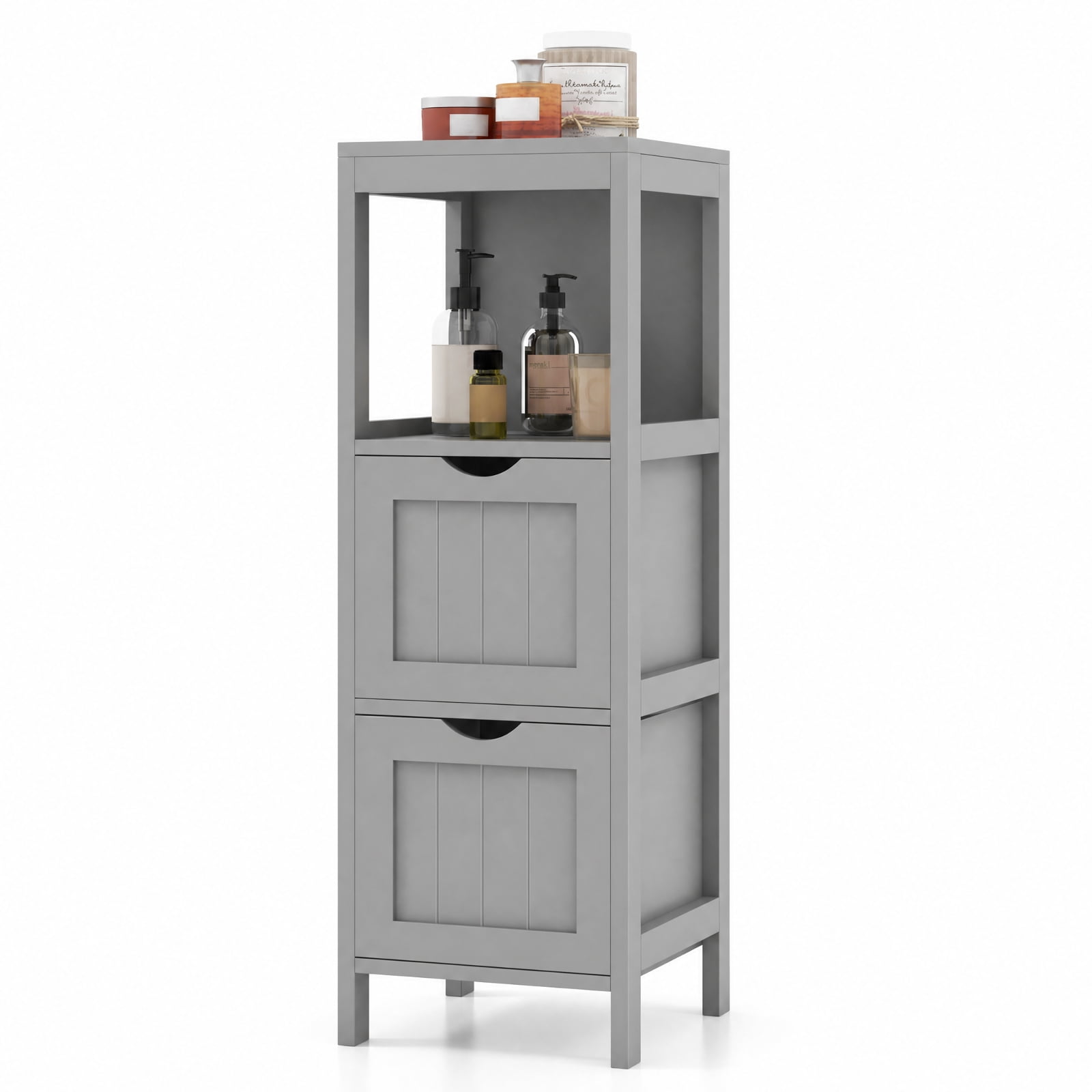 Vebreda Freestanding Bathroom Storage Cabinet, Freestanding Storage Cabinet with 2 Removable Drawers for Bathroom, Extra Anti-Toppling Mechanism