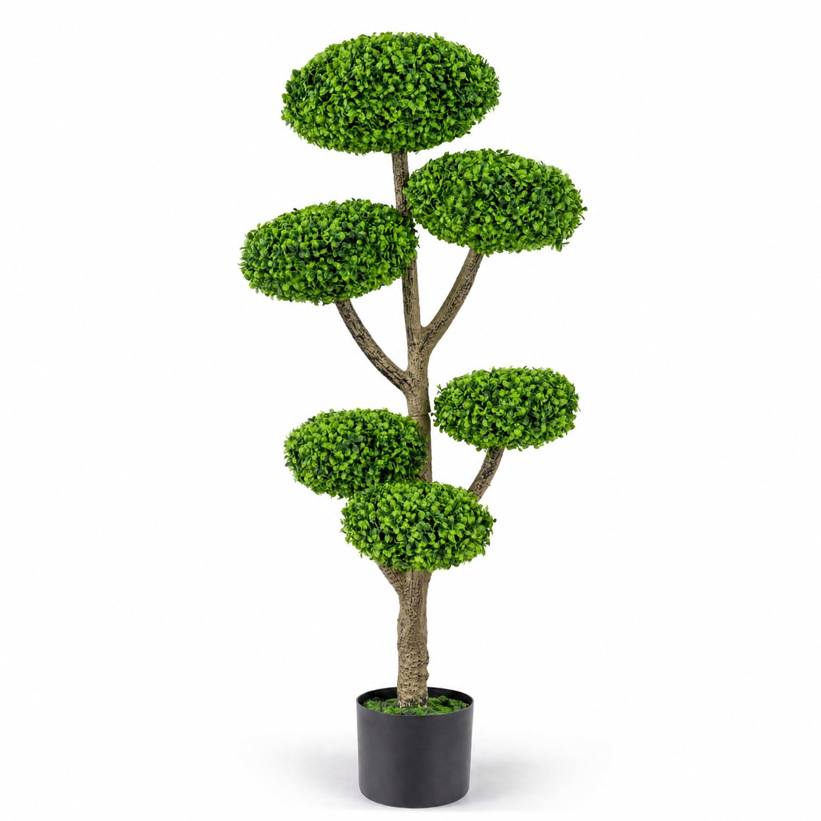 Vebreda Indoor Outdoor 6 Balls Topiary Tree with Realistic Trunk and Weighted Cement-Filled Base, Vivid & Lifelike Look, Long-Lasting Quality