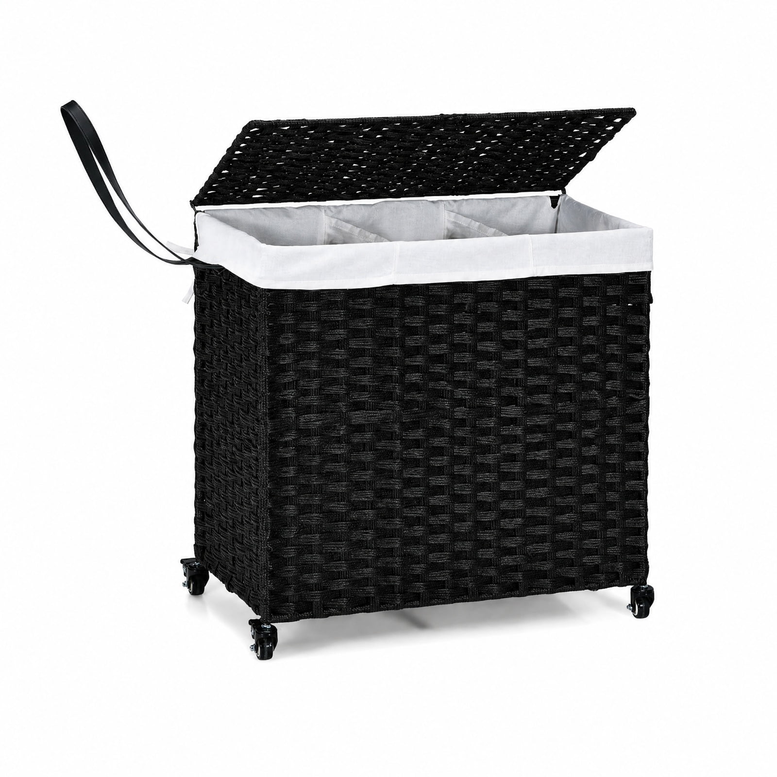 Vebreda Laundry Hamper with Wheels and Lid, Multifunctional Laundry Solution, Sturdy Structure and Durable Materials, Humanized Details
