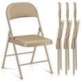 thumbnail image 1 of Vebreda Padded Metal Folding Chair, 4-Pack, Kahki, 1 of 8