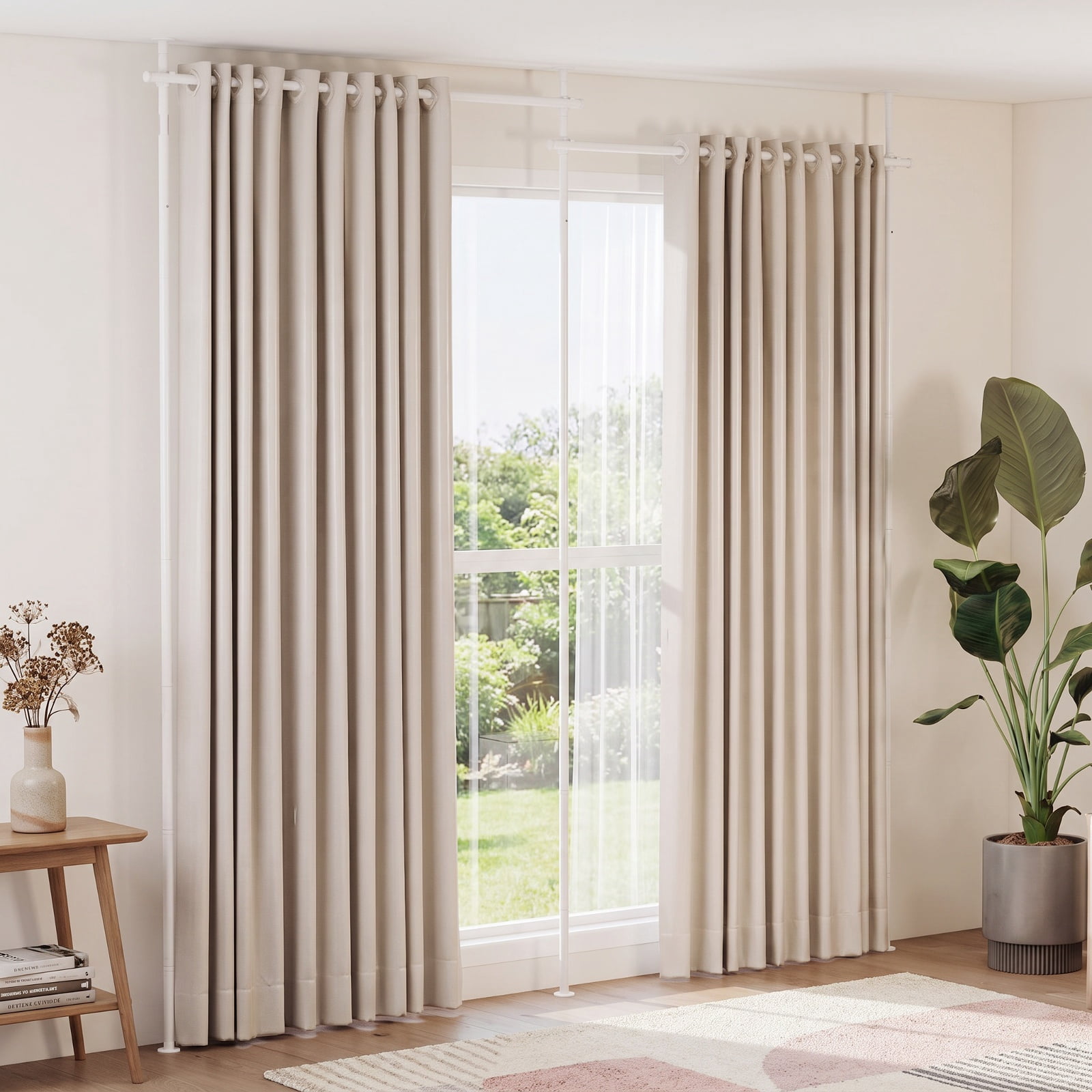Vebreda Room Divider Curtain Rod with Adjustable Floor to Ceiling Tension Rod, NOTE, Drill-Free Setup, Flexible Sizing, Heavy-Duty Support